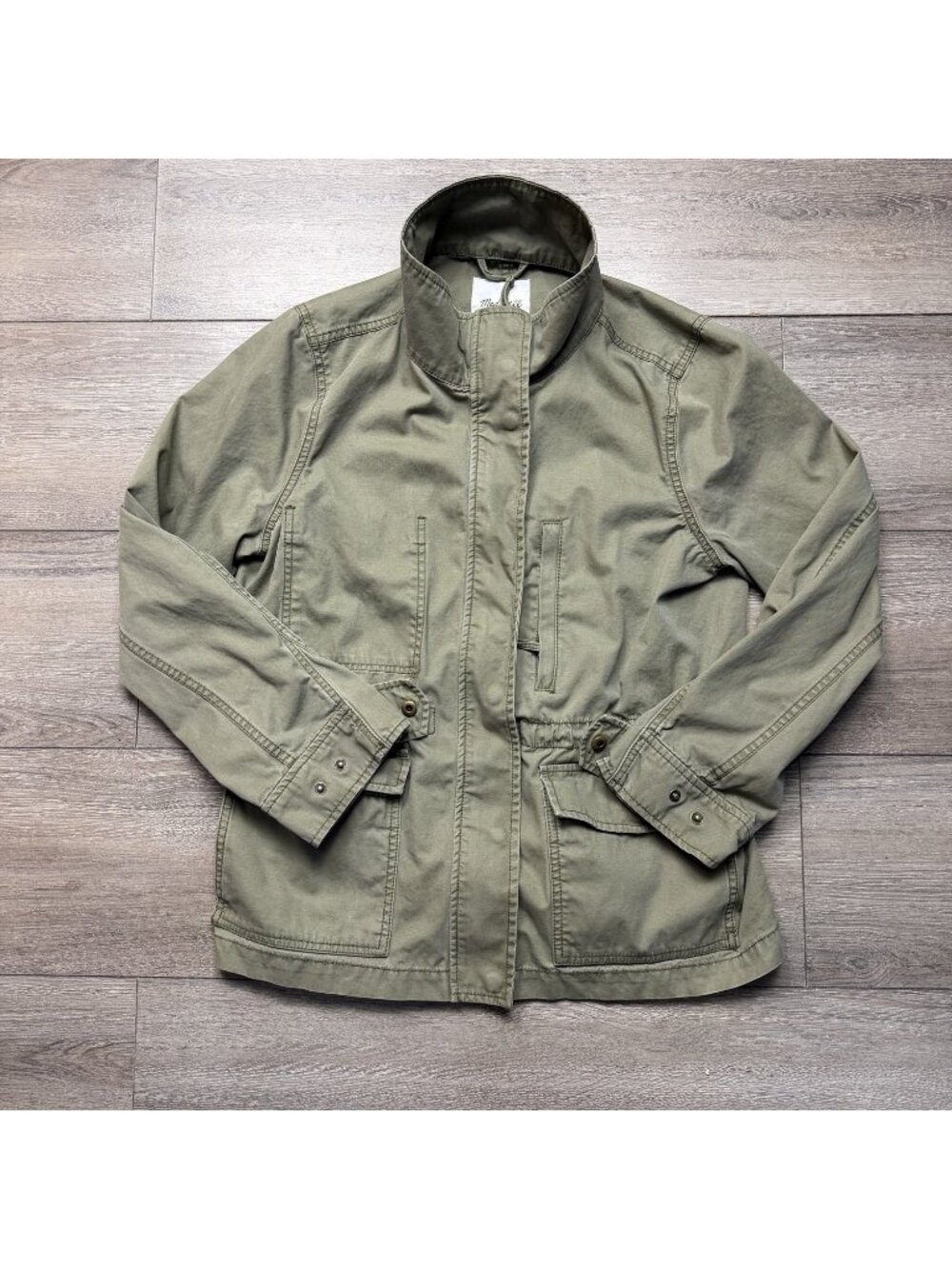 Madewell Women's Large Cotton Utility Military Field Jacket Drawstring